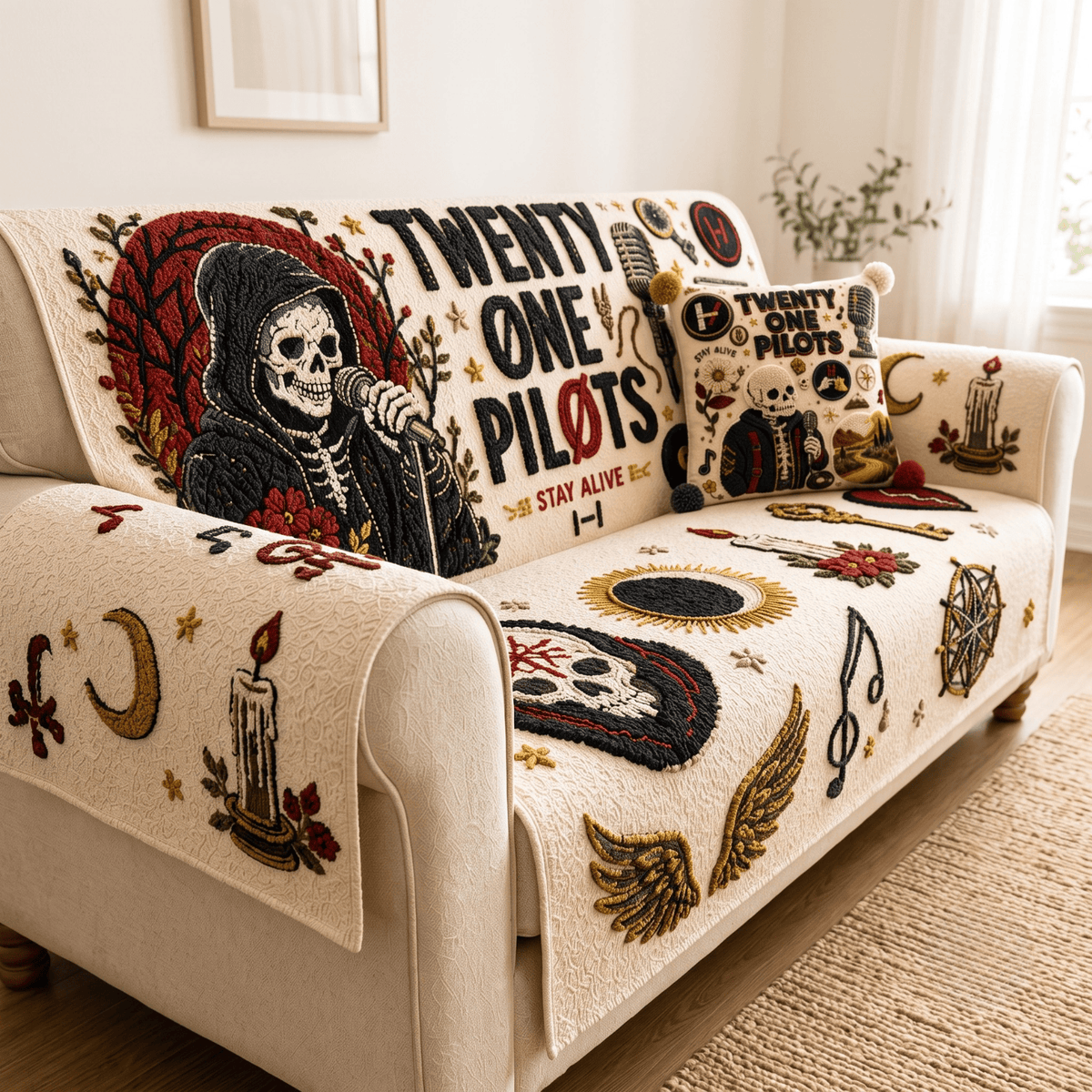 TOP Tufted Sofa Cover & Pillow Set NTKO
