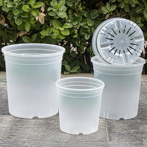 Clear Nursery Pot with Drainage Holes Transparent Plastic Orchid Pots Round Planter Pot Garden Planters for Flowers Succulents